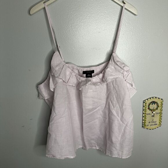 J. Crew linen New Ruffle Tank Pajama Set in Pastel Pink Print Large - Picture 6 of 13